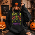 Monster Vibes Halloween
graphic hoodie with colorful Frankenstein design